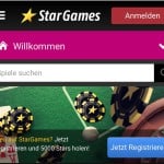 Mobile Webseite von Stargames