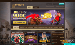 Die Startseite des Osiris Casinos