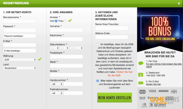 Anmelden im NetBet Casino