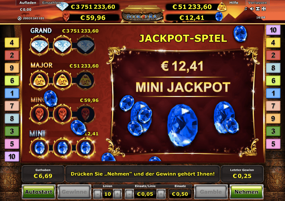Mini Jackpot gewonnen bei Book of Ra Jackpot