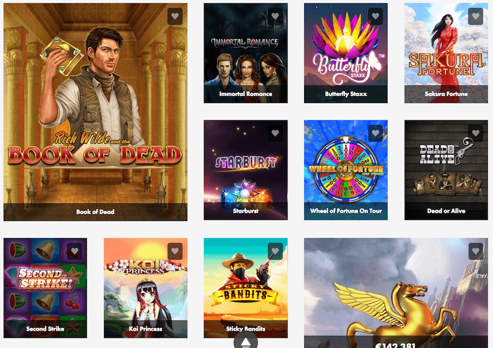 Spielübersicht im Dunder Casino