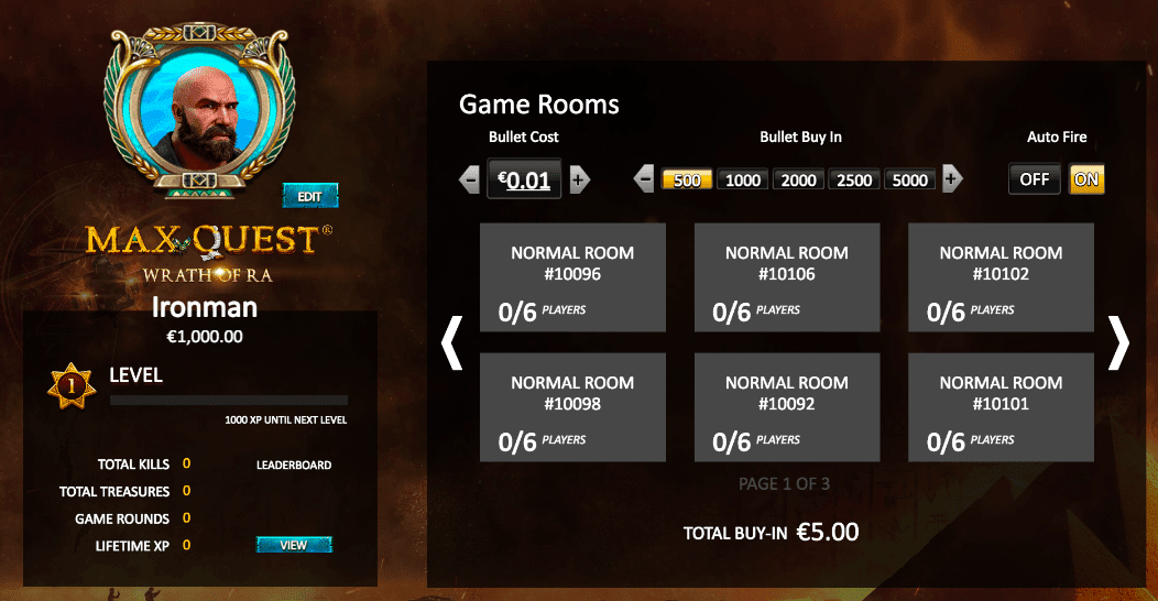 Max Quest Wrath of Ra Spieler Auswahl Max Quest Wrath of Ra Spieler Auswahl