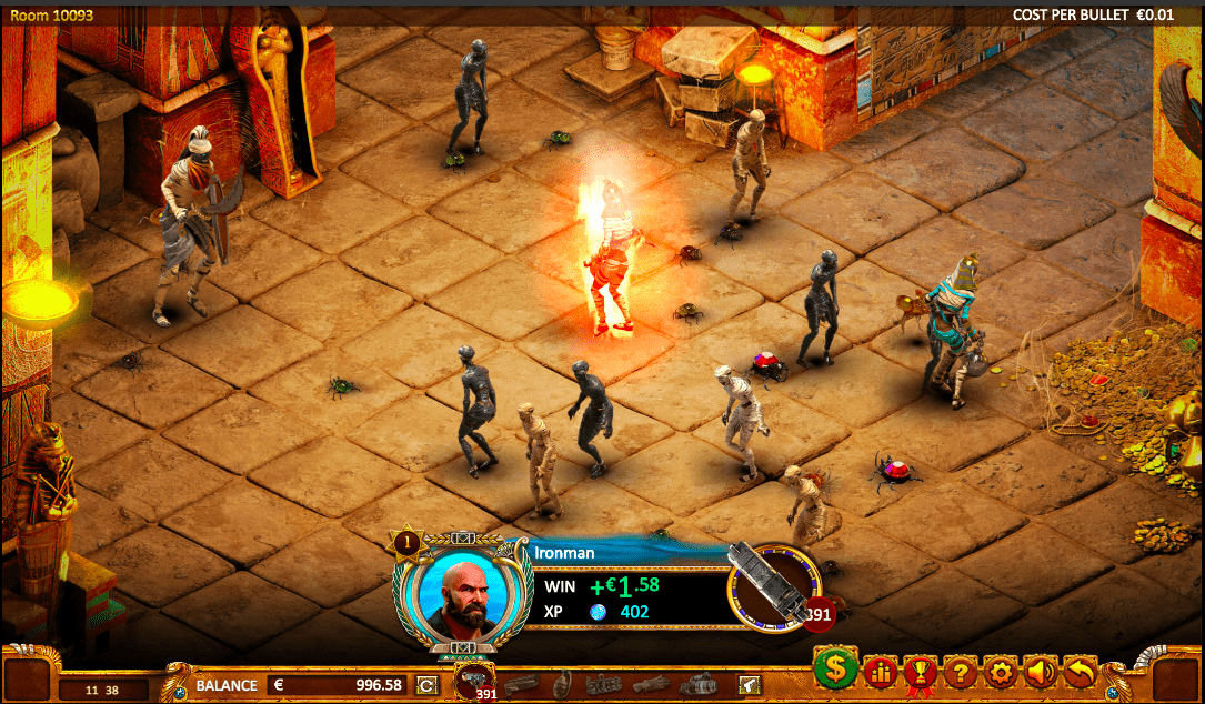 Max Quest Wrath of Ra Spieler erschießt Mumie Max Quest Wrath of Ra Spieler erschießt Mumie