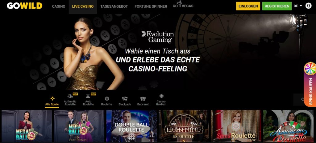 GoWild Live Spiele