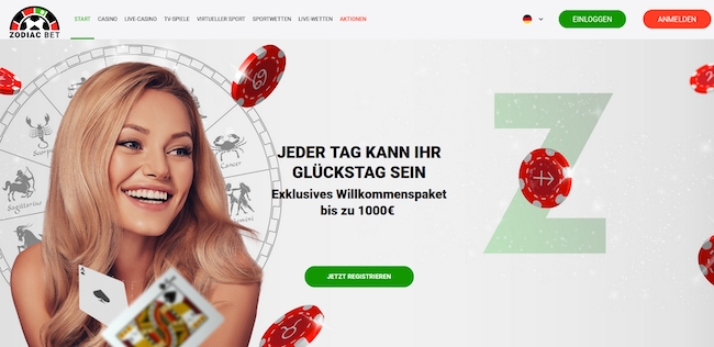 Zodiac Bet Casino Webseite