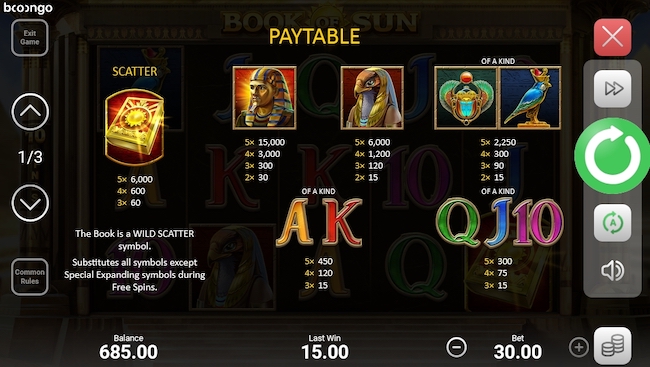 Book of Sun: Multi Chance Symbole